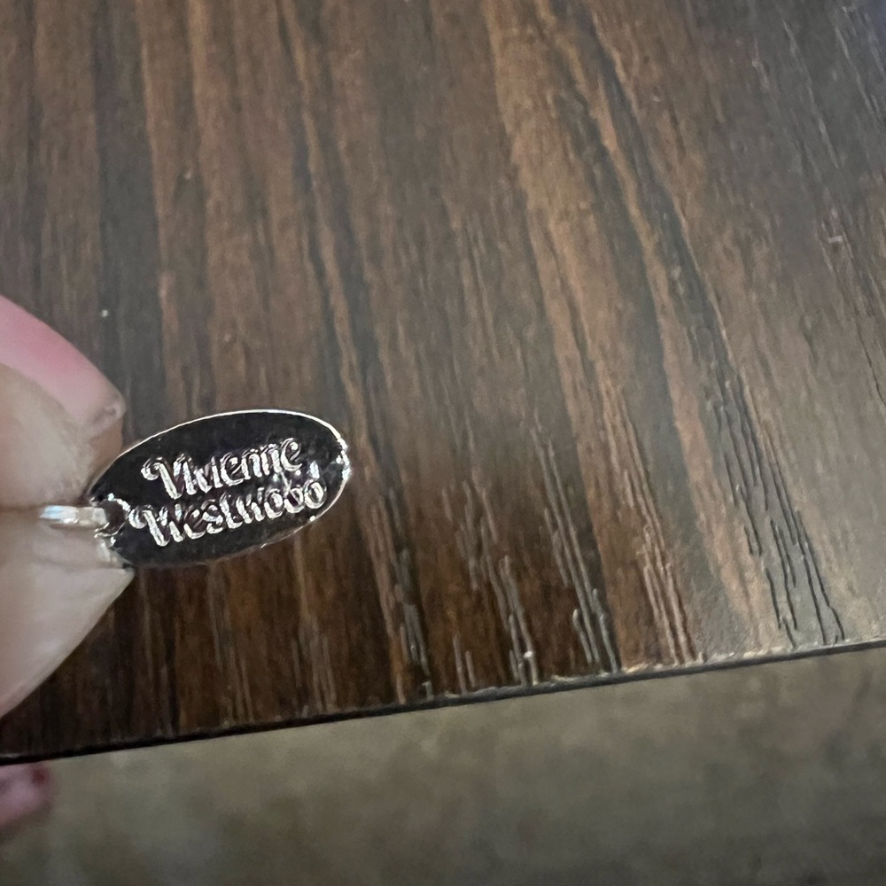 Vivienne Westwood Heart Orb Pendant Necklace Silver Tone Black Saturn Ring - Picture 5 of 10